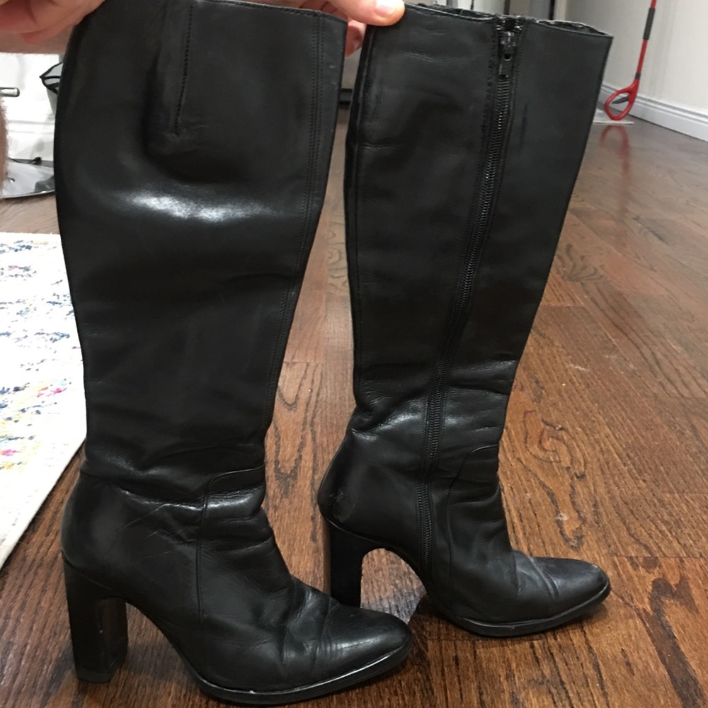 Charles David black knee-high high-heeled boots